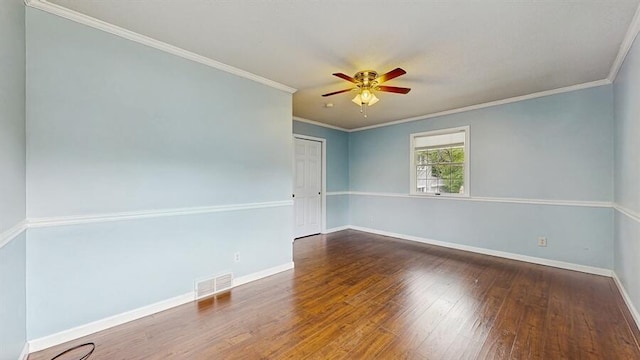 1330 Desmond St, Saint Joseph, MI 49085 - unfurnished room with ceiling fan, wood-type flooring, and ornamental molding