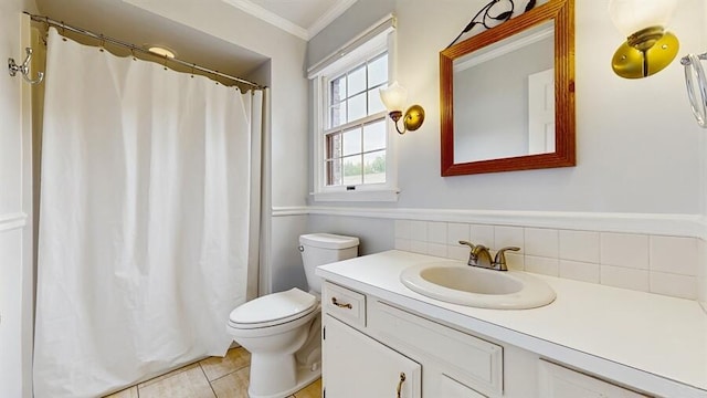 1330 Desmond St, Saint Joseph, MI 49085 - full bathroom with crown molding, vanity, and curtained shower