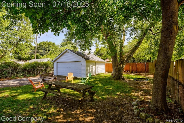 1517 W Troy St, Ferndale, MI 48220 - fenced backyard featuring an outbuilding and a garage