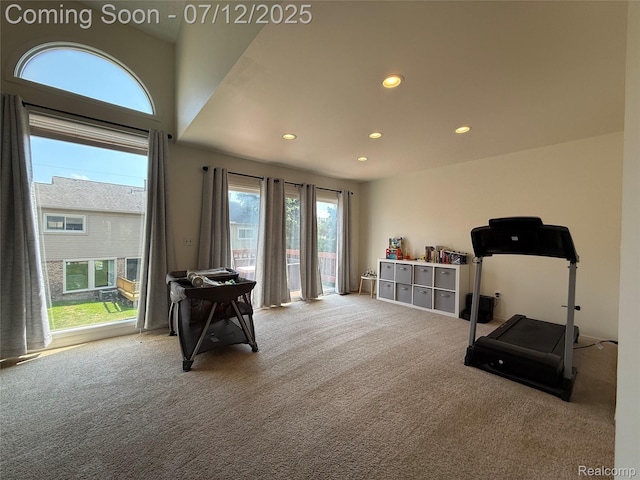 4178 Breckenridge Dr, West Bloomfield, MI 48322 - workout area with carpet and recessed lighting