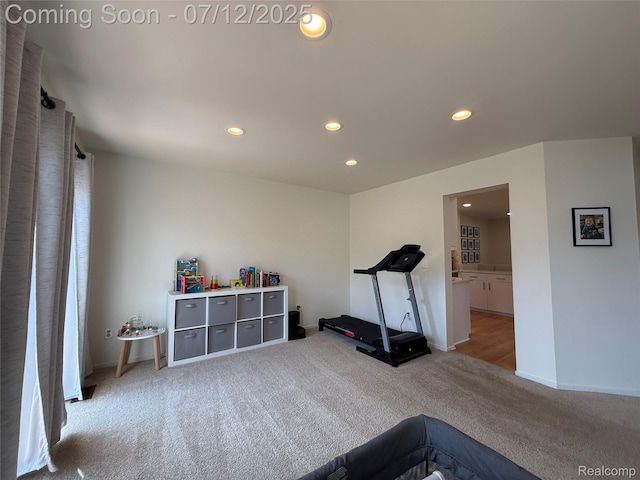 4178 Breckenridge Dr, West Bloomfield, MI 48322 - exercise area featuring carpet flooring and recessed lighting