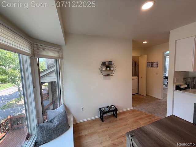 4178 Breckenridge Dr, West Bloomfield, MI 48322 - living area with recessed lighting, light wood-type flooring, and washer / clothes dryer