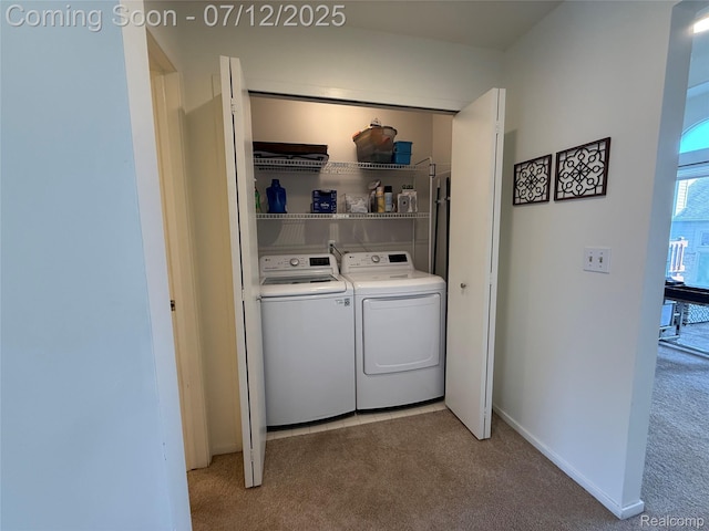 4178 Breckenridge Dr, West Bloomfield, MI 48322 - laundry room with light carpet and washing machine and clothes dryer