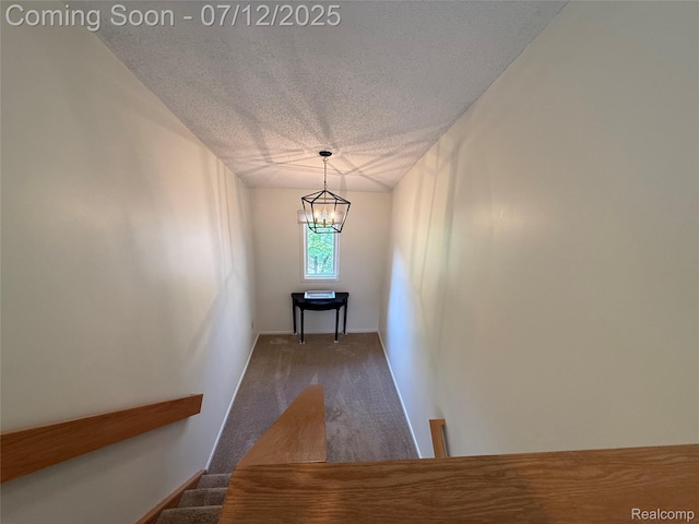 4178 Breckenridge Dr, West Bloomfield, MI 48322 - hall with a chandelier, a textured ceiling, and carpet floors