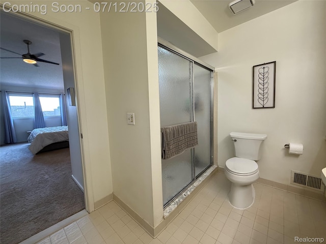 4178 Breckenridge Dr, West Bloomfield, MI 48322 - bathroom with ensuite bathroom, a shower stall, a ceiling fan, and tile patterned floors