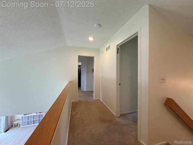 4178 Breckenridge Dr, West Bloomfield, MI 48322 - hall with an upstairs landing, a textured ceiling, carpet, and lofted ceiling