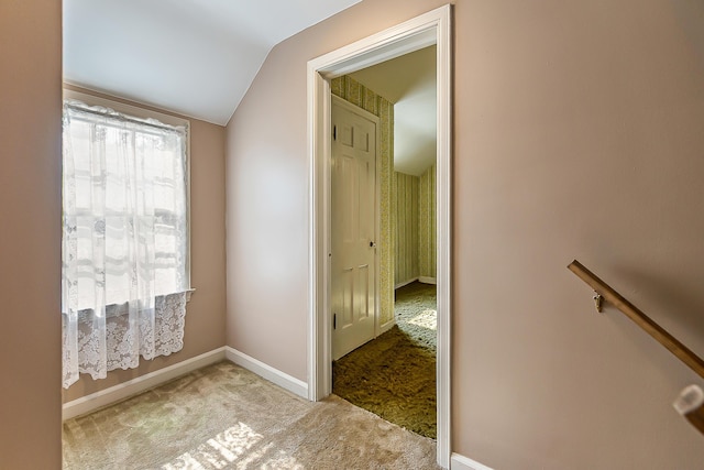 303 Wesley St, Ann Arbor, MI 48103 - hallway with light colored carpet and vaulted ceiling