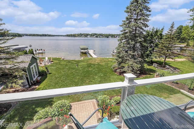 16344 Waterview Ln, Linden, MI 48451 - dock area with a water view and a lawn