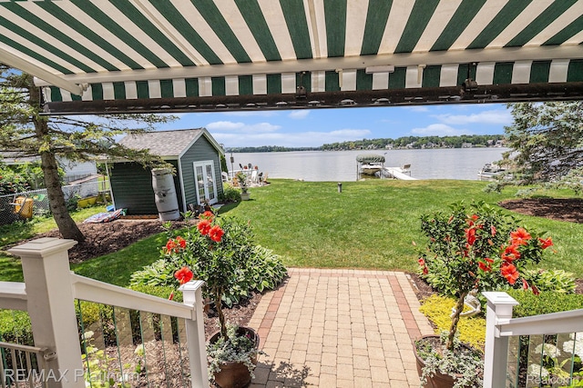 16344 Waterview Ln, Linden, MI 48451 - view of yard with a water view and an outdoor structure