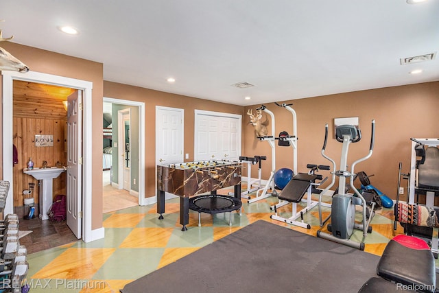 16344 Waterview Ln, Linden, MI 48451 - exercise area featuring recessed lighting and baseboards