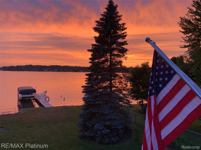 16344 Waterview Ln, Linden, MI 48451 - water view with a boat dock and boat lift