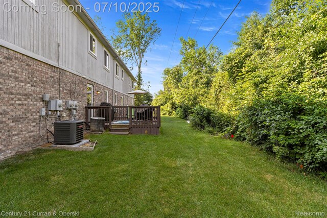 23486 Boller Ct, Trenton, MI 48183 - view of green lawn with a wooden deck