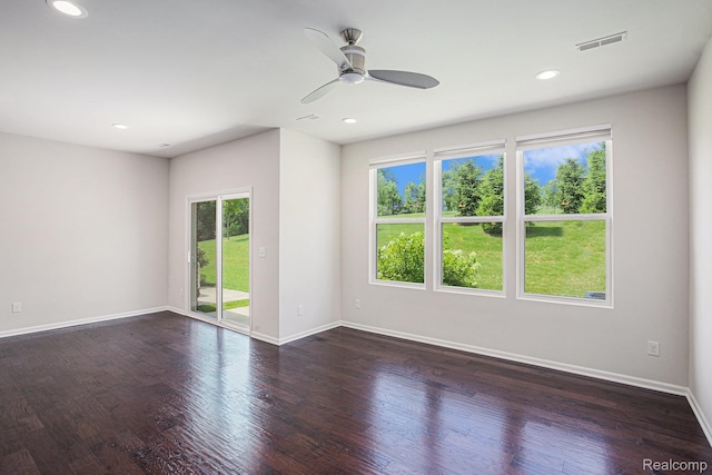 24727 Ivy Ln, Novi, MI 48375 - unfurnished room featuring ceiling fan, wood finished floors, and recessed lighting