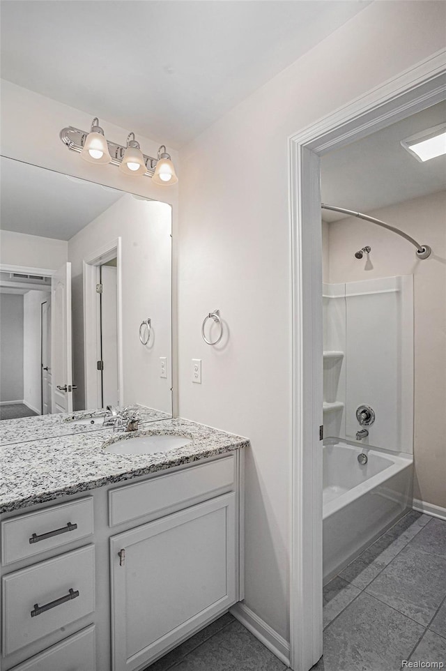 24727 Ivy Ln, Novi, MI 48375 - bathroom featuring vanity,  shower combination, and tile patterned floors