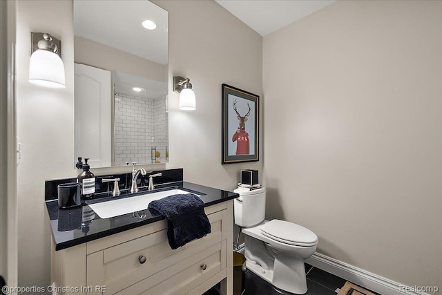 364 Chesterfield Ave, Birmingham, MI 48009 - bathroom featuring vanity, tile patterned flooring, and recessed lighting