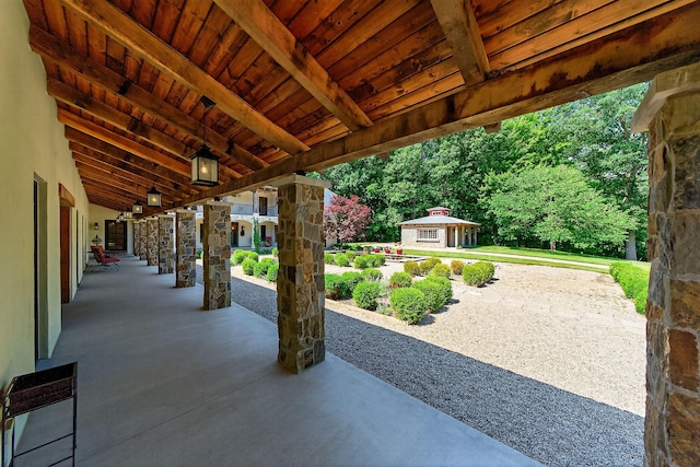 3420 Grange Rd, Berrien Springs, MI 49103 - view of patio / terrace with mail area and an outbuilding