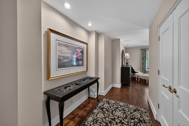 3420 Grange Rd, Berrien Springs, MI 49103 - corridor with dark wood-type flooring and recessed lighting