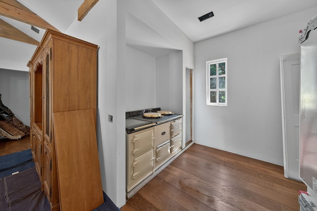 3420 Grange Rd, Berrien Springs, MI 49103 - bar area with vaulted ceiling and dark wood-style floors