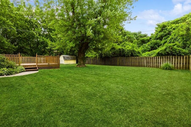 956 Vinewood Dr, Saint Joseph, MI 49085 - fenced backyard with a storage shed and a deck