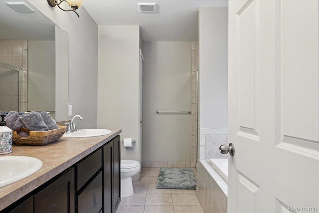 170 W Reed Lake Ct, Commerce Twp, MI 48390 - full bathroom featuring tile patterned floors, double vanity, a tile shower, and a bath