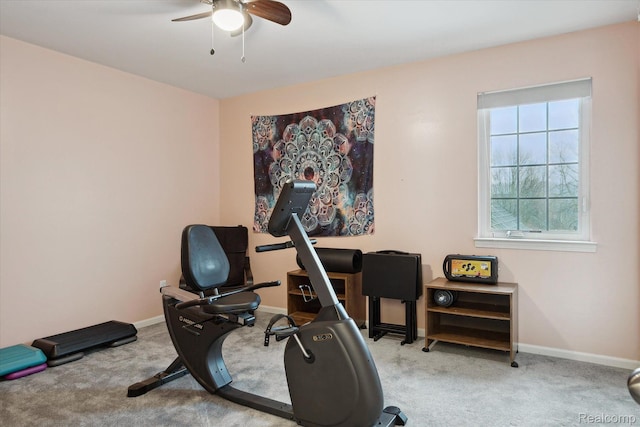170 W Reed Lake Ct, Commerce Twp, MI 48390 - workout area featuring carpet and a ceiling fan