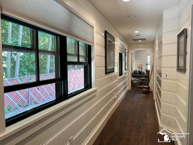 314 W Division St, Boyne City, MI 49712 - corridor featuring dark wood-style floors and recessed lighting