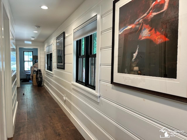 314 W Division St, Boyne City, MI 49712 - hallway with dark wood-type flooring and recessed lighting