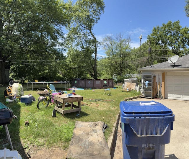 1993 Taube Ave, Benton Harbor, MI 49022 - view of green lawn featuring a trampoline and a pool