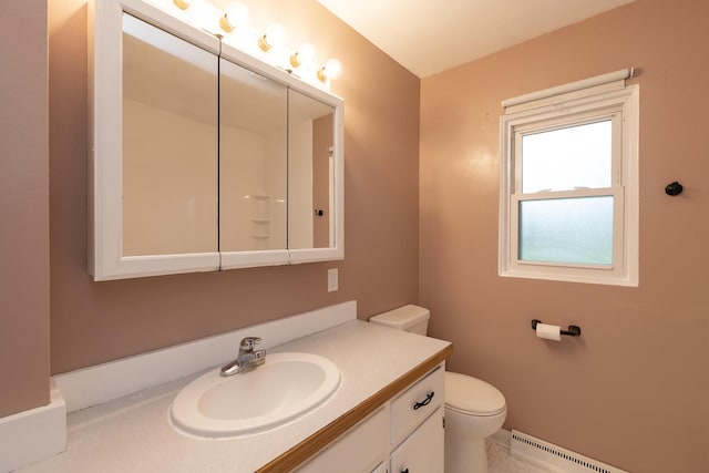 3026 Leigh Ave, Kalamazoo, MI 49048 - bathroom featuring vanity, a baseboard radiator, and tile patterned flooring