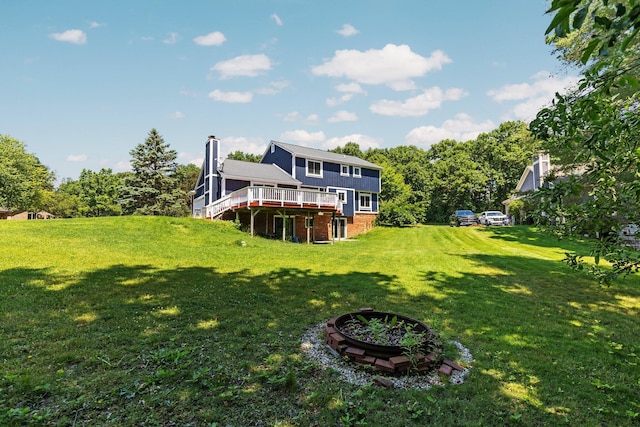 2017 Cumberland Dr, Brighton, MI 48114 - view of grassy yard featuring a wooden deck