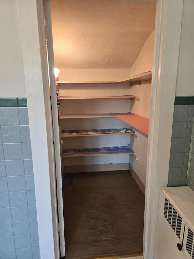 505 N Pine St, Evart, MI 49631 - storage area featuring radiator heating unit