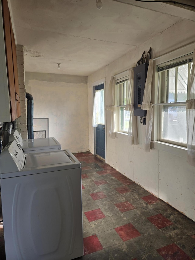 505 N Pine St, Evart, MI 49631 - washroom with independent washer and dryer and electric panel