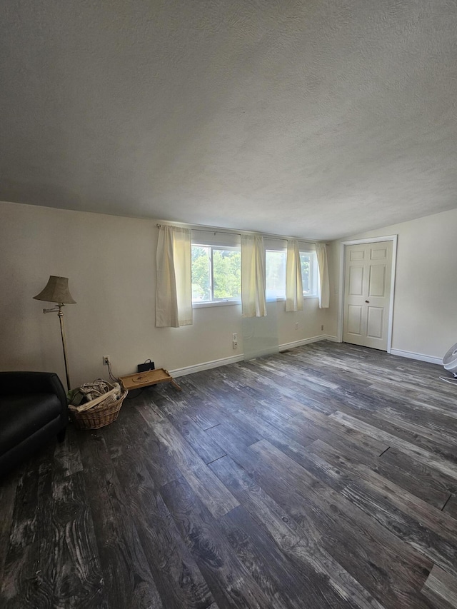 227 W Nelson St, Hastings, MI 49058 - unfurnished living room featuring dark wood finished floors and a textured ceiling
