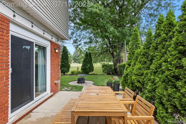 455 Leicester St, Plymouth, MI 48170 - view of patio / terrace with outdoor dining space and view of scattered trees