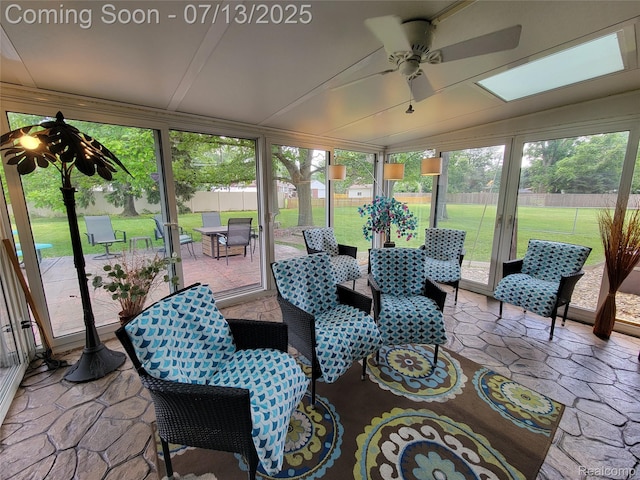 14373 Racho Blvd, Taylor, MI 48180 - sunroom with ceiling fan, plenty of natural light, and vaulted ceiling