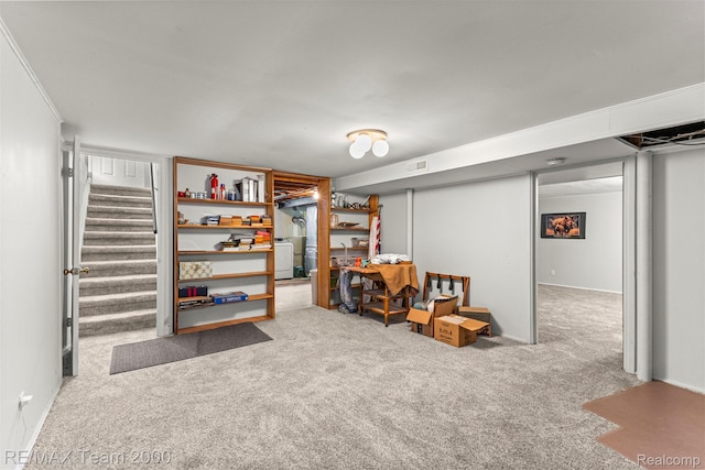 7396 N Charlesworth St, Dearborn Heights, MI 48127 - finished below grade area with carpet flooring and stairway