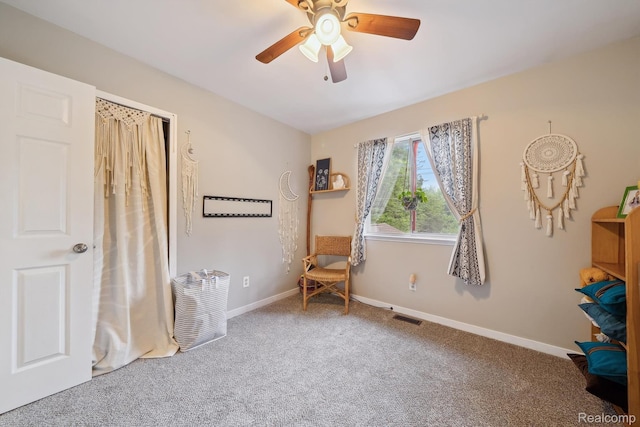 514 Sulley St, Waterford, MI 48327 - living area featuring carpet flooring and ceiling fan