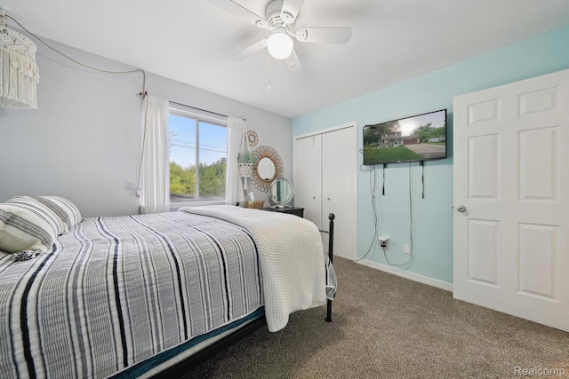 514 Sulley St, Waterford, MI 48327 - bedroom featuring carpet, a closet, and a ceiling fan