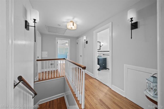 611 N Melborn St, Dearborn, MI 48128 - hall with an upstairs landing and wood finished floors