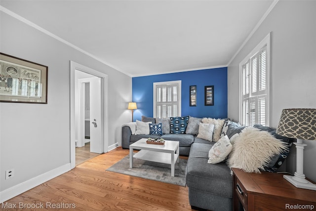 611 N Melborn St, Dearborn, MI 48128 - living room featuring wood finished floors, crown molding, and plenty of natural light