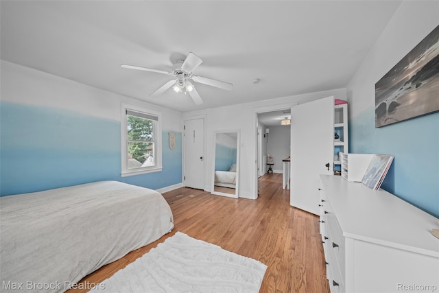 611 N Melborn St, Dearborn, MI 48128 - bedroom featuring light wood-style flooring and ceiling fan