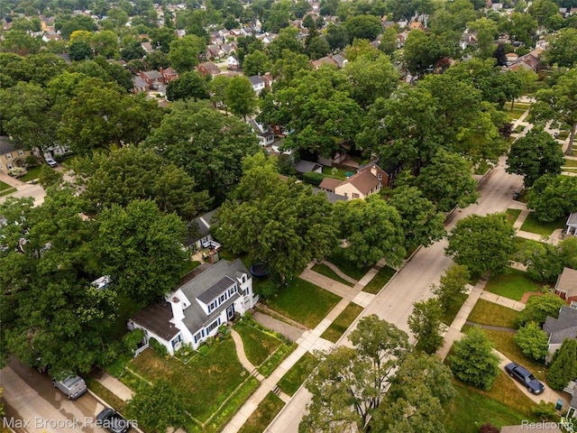 611 N Melborn St, Dearborn, MI 48128 - aerial view of property's location featuring nearby suburban area and a tree filled landscape
