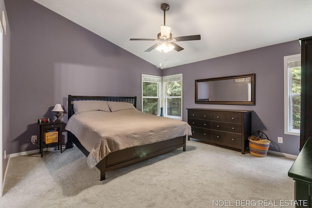 13462 Ravine View Dr, Grand Haven, MI 49417 - carpeted bedroom with lofted ceiling and a ceiling fan