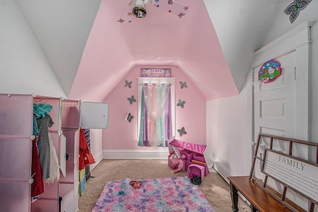 54 Wren St, Battle Creek, MI 49017 - recreation room featuring vaulted ceiling and carpet floors