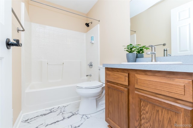 16017 Whippoorwill Ct, Manchester, MI 48158 - full bathroom featuring marble look tiles, vanity, and shower / tub combination