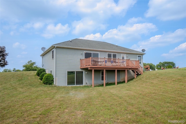 16017 Whippoorwill Ct, Manchester, MI 48158 - back of house featuring a deck and a yard