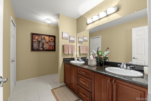 24065 Timber Creek Ln, Flat Rock, MI 48134 - full bathroom featuring double vanity and tile patterned flooring
