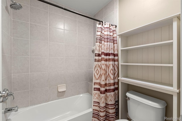 24065 Timber Creek Ln, Flat Rock, MI 48134 - bathroom featuring shower / bath combo with shower curtain and toilet