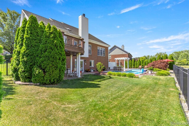 24065 Timber Creek Ln, Flat Rock, MI 48134 - fenced backyard featuring a pergola and a patio