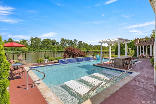 24065 Timber Creek Ln, Flat Rock, MI 48134 - view of pool featuring a pergola, a fenced backyard, and a patio area